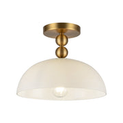 Kuzco Paisley 12" Socket Semi-Flush Mount, Gold/Glossy Opal Glass - SF459012BGGO