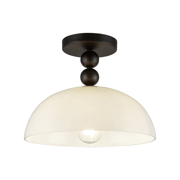 Kuzco Paisley 12" Socket Semi-Flush Mount, Black/Glossy Opal - SF459012MBGO