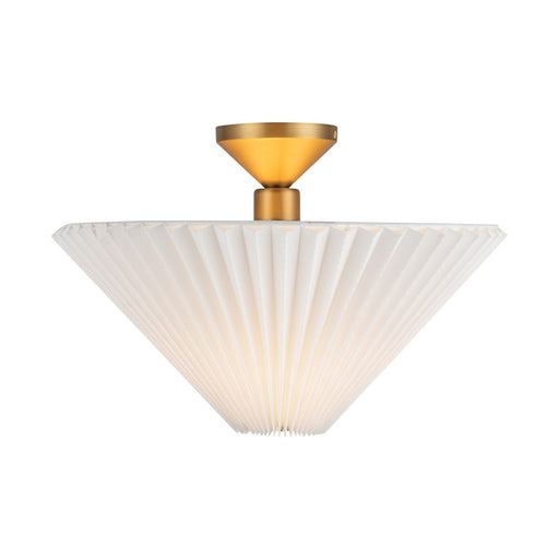 Kuzco Bridgette 16" Socket Semi-Flush, Gold/Folded White/Pleated - SF497016BGFW