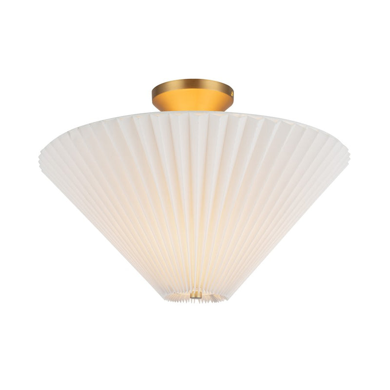 Kuzco Bridgette 16" Socket Semi-Flush, Gold/Folded White/Pleated