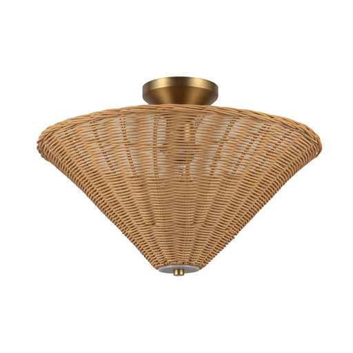 Kuzco Bridgette 16" Socket Semi-Flush Mount, Gold/Rattan/Rattan