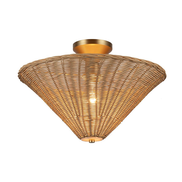 Kuzco Bridgette 16" Socket Semi-Flush Mount, Gold/Rattan/Rattan