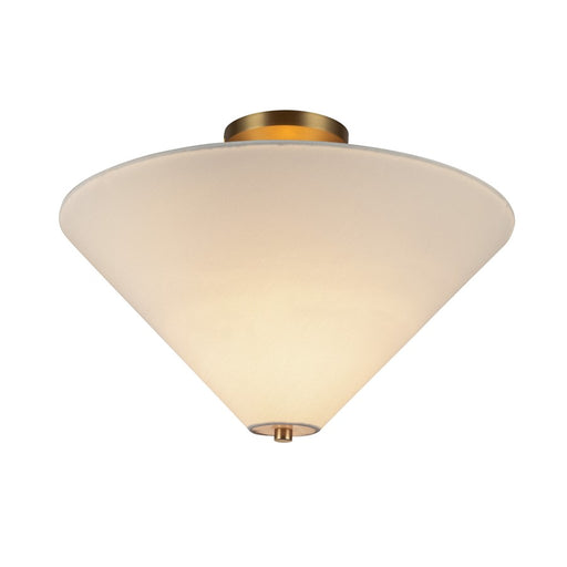 Kuzco Bridgette 16" Socket Semi-Flush Mount, Gold/White Linen