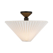 Kuzco Bridgette 16" Socket Semi-Flush, Black/Folded White/Pleated - SF497016MBFW