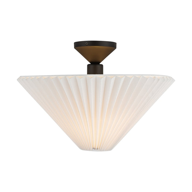 Kuzco Bridgette 16" Socket Semi-Flush, Black/Folded White/Pleated - SF497016MBFW