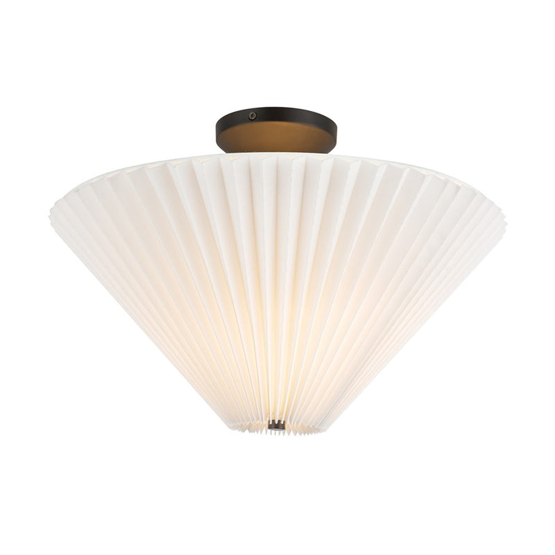 Kuzco Bridgette 16" Socket Semi-Flush, Black/Folded White/Pleated