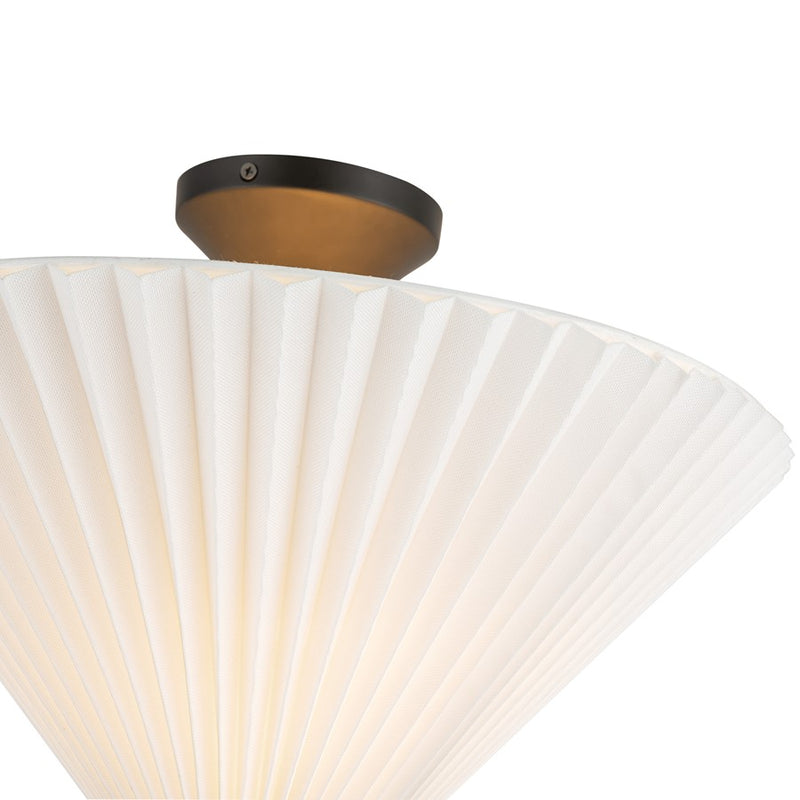 Kuzco Bridgette 16" Socket Semi-Flush, Black/Folded White/Pleated
