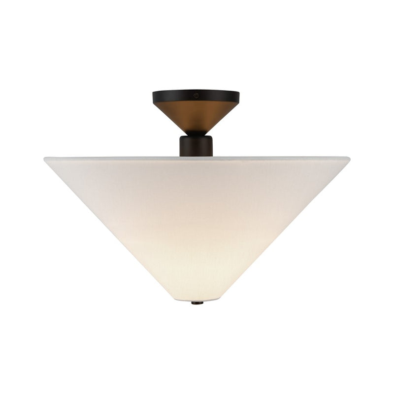 Kuzco Bridgette 16" Socket Semi-Flush Mount, Black/White Linen - SF497016MBWL