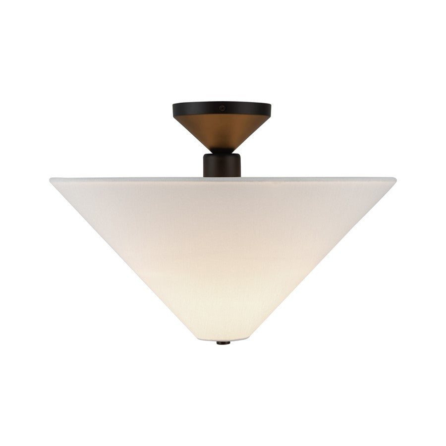 Kuzco Bridgette 16" Socket Semi-Flush Mount, Black/White Linen - SF497016MBWL