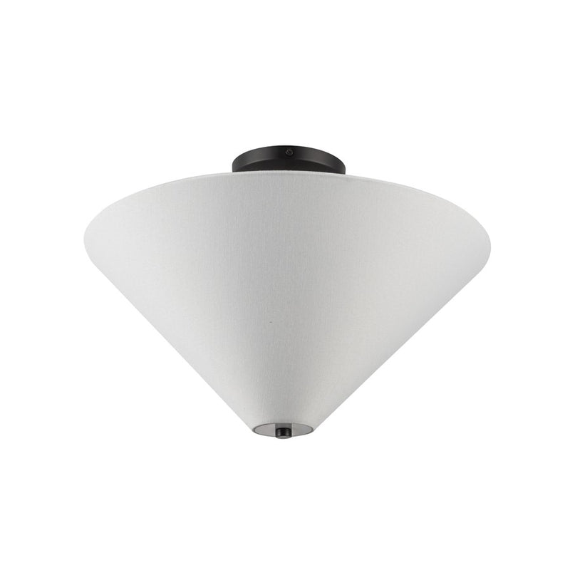 Kuzco Bridgette 16" Socket Semi-Flush Mount, Black/White Linen