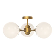 Kuzco Nouveau 26in 3-Light Semi-Flush Mount | Art Nouveau Aged Gold and Opal Glass | Dining Room & Entryway | 17 x 26 in | Model SF505326AGOP