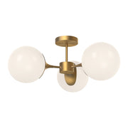 Kuzco Nouveau 26in 3-Light Semi-Flush Mount | Art Nouveau Aged Gold and Opal Glass | Dining Room & Entryway | 17 x 26 in | Model SF505326AGOP