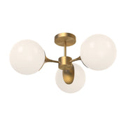 Kuzco Nouveau 26in 3-Light Semi-Flush Mount | Art Nouveau Aged Gold and Opal Glass | Dining Room & Entryway | 17 x 26 in | Model SF505326AGOP