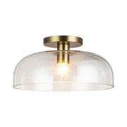 Kuzco Sylvia 12in 1-Light Semi-Flush Mount | Modern Brushed Gold Steel and Clear Glass | Bedroom & Living Room | 6.88 x 12 in | Model SF515712BGCL
