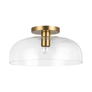 Kuzco Sylvia 12in 1-Light Semi-Flush Mount | Modern Brushed Gold Steel and Clear Glass | Bedroom & Living Room | 6.88 x 12 in | Model SF515712BGCL