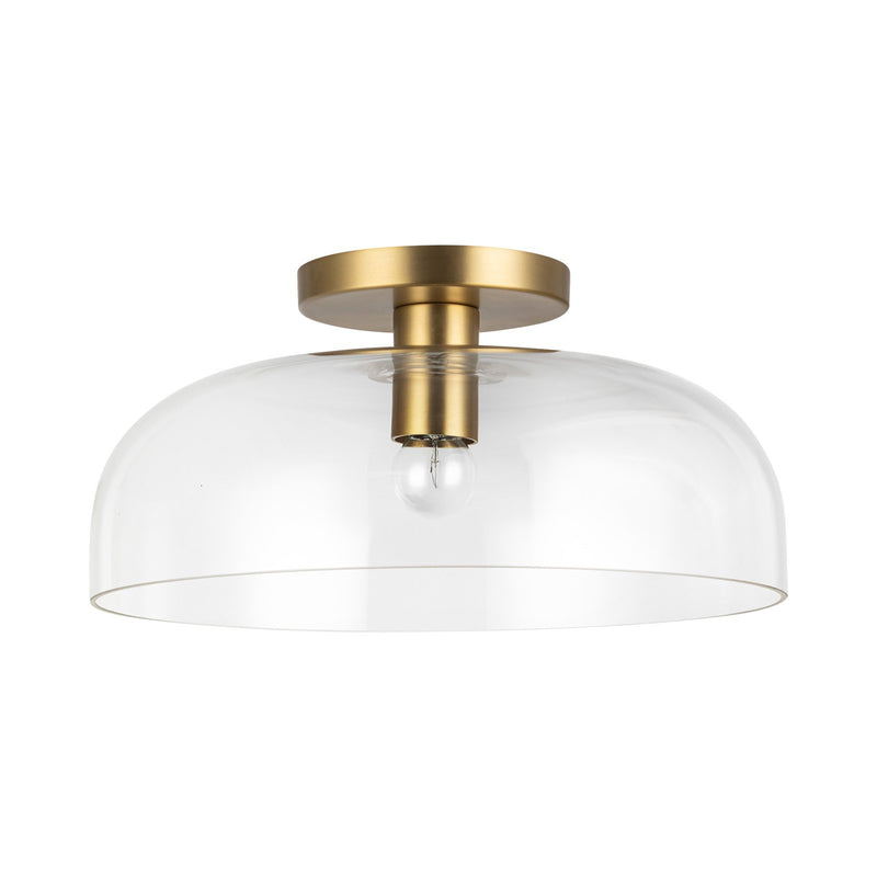 Kuzco Sylvia 12in 1-Light Semi-Flush Mount | Modern Brushed Gold Steel and Clear Glass | Bedroom & Living Room | 6.88 x 12 in | Model SF515712BGCL