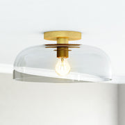 Kuzco Sylvia 12in 1-Light Semi-Flush Mount | Modern Brushed Gold Steel and Clear Glass | Bedroom & Living Room | 6.88 x 12 in | Model SF515712BGCL