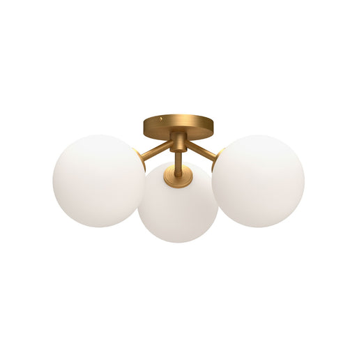 Alora Mood Cassia 17in 3-Light Semi-Flush Mount | Mid-Century Aged Gold and Opal Glass | Dining Room & Living Room | Model SF549315AGOP
