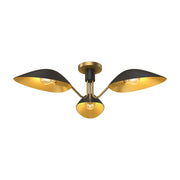 Kuzco Oscar 32in 3-Light Semi-Flush Mount | Modern Aged Gold and Matte Black | Living Room & Dining Room | 31.75 x 7 in | Model SF550332MBAG
