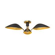 Kuzco Oscar 32in 3-Light Semi-Flush Mount | Modern Aged Gold and Matte Black | Living Room & Dining Room | 31.75 x 7 in | Model SF550332MBAG