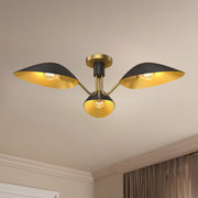 Kuzco Oscar 32in 3-Light Semi-Flush Mount | Modern Aged Gold and Matte Black | Living Room & Dining Room | 31.75 x 7 in | Model SF550332MBAG