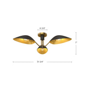 Kuzco Oscar 32in 3-Light Semi-Flush Mount | Modern Aged Gold and Matte Black | Living Room & Dining Room | 31.75 x 7 in | Model SF550332MBAG
