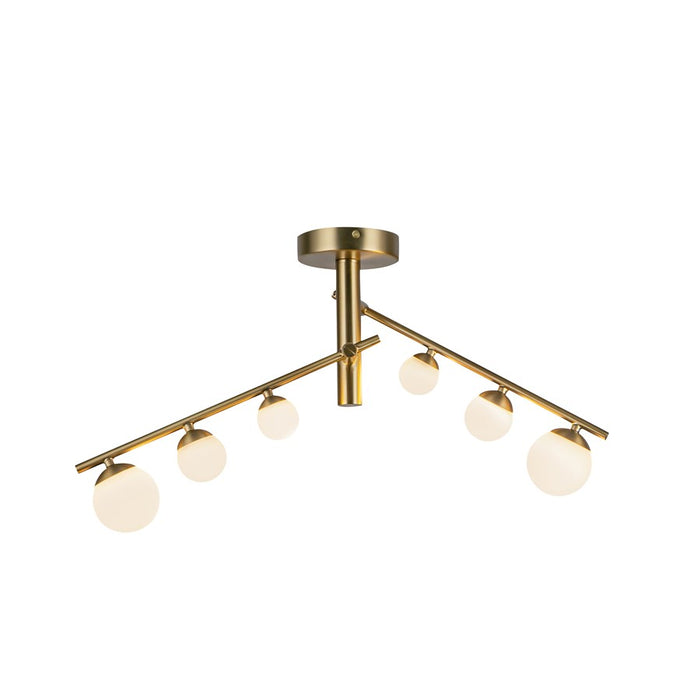 Kuzco Juniper 2 Head LED Semi-Flush Mount, Gold/Opal Glass