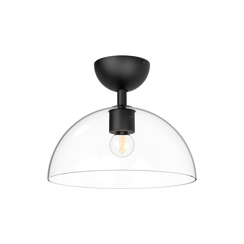 Kuzco Jude 12in 1-Light Semi-Flush Mount | Modern Matte Black and Clear Glass | Dining Room & Entryway | 12 x 9.88 in | Model SF563012MBCL