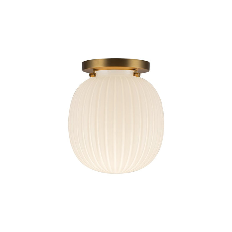 Kuzco Cherise 7" Socket Semi-Flush Mount, Gold/Glossy Opal Glass - SF579107BGGR
