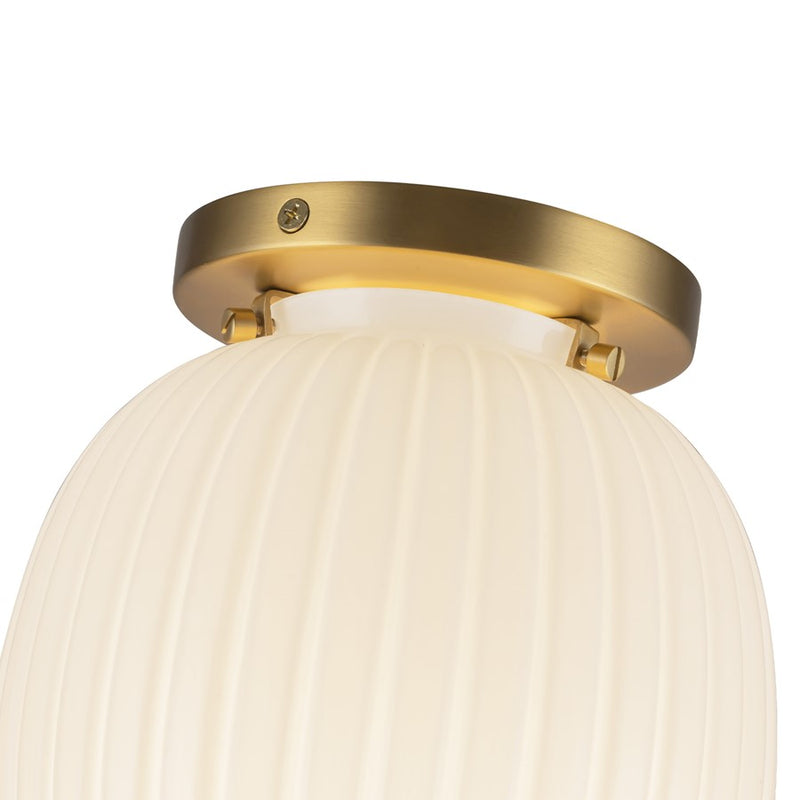 Kuzco Cherise 7" Socket Semi-Flush Mount, Gold/Glossy Opal Glass