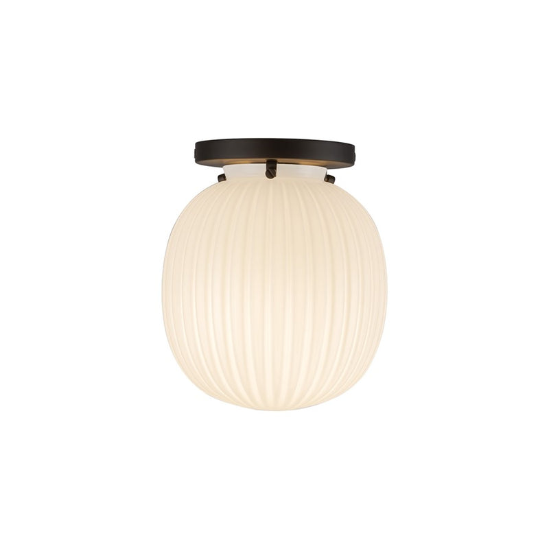 Kuzco Cherise 7" Socket Semi-Flush Mount, Black/Glossy Opal Glass - SF579107MBGR