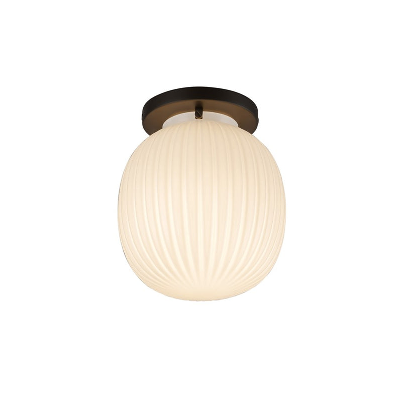Kuzco Cherise 7" Socket Semi-Flush Mount, Black/Glossy Opal Glass