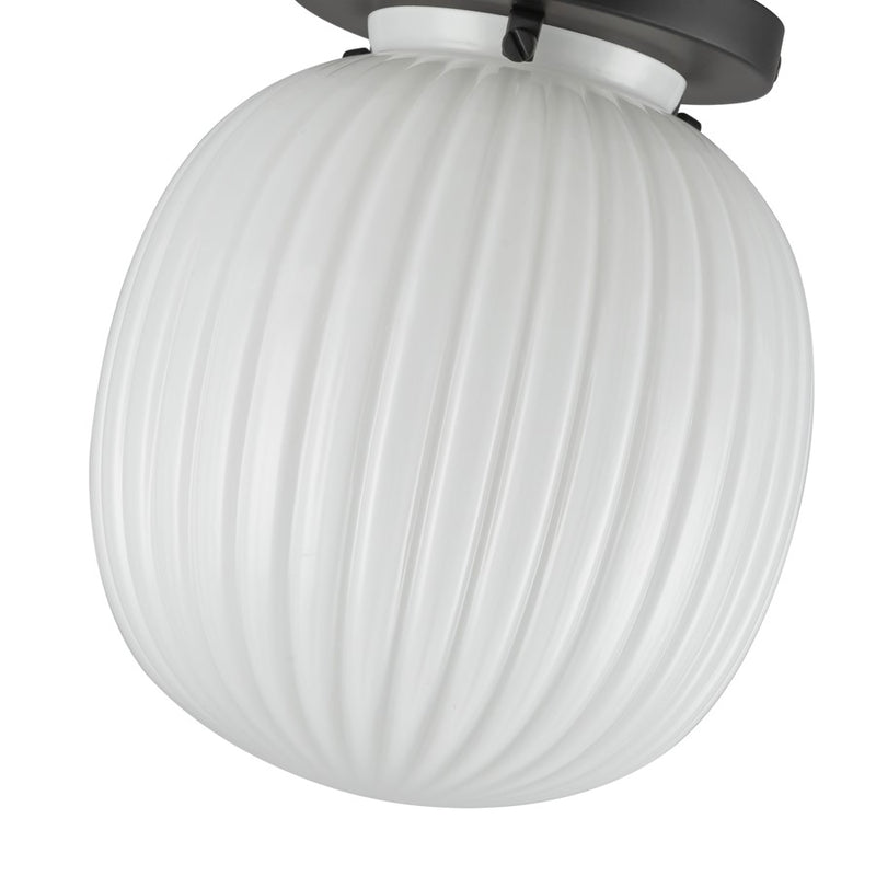 Kuzco Cherise 7" Socket Semi-Flush Mount, Black/Glossy Opal Glass