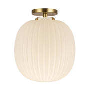 Kuzco Cherise 12" Socket Semi-Flush Mount, Gold/Glossy Opal Glass - SF579112BGGR