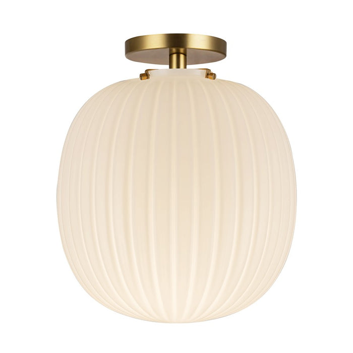Kuzco Cherise 12" Socket Semi-Flush Mount, Gold/Glossy Opal Glass - SF579112BGGR