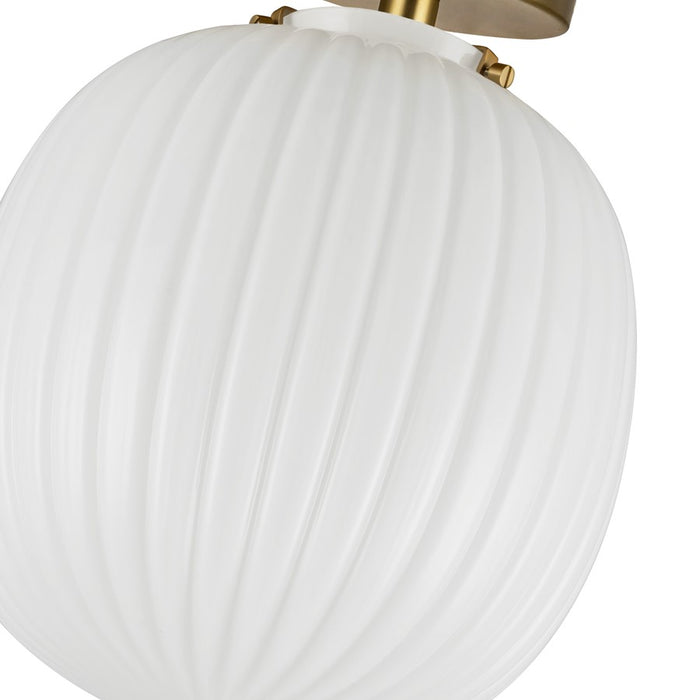 Kuzco Cherise 12" Socket Semi-Flush Mount, Gold/Glossy Opal Glass