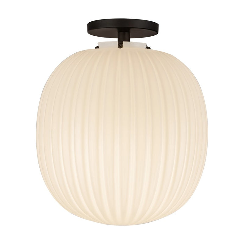 Kuzco Cherise 12" Socket Semi-Flush Mount, Black/Glossy Opal - SF579112MBGR