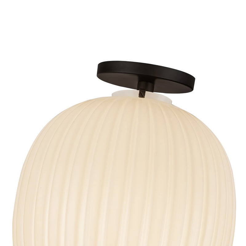 Kuzco Cherise 12" Socket Semi-Flush Mount, Black/Glossy Opal