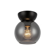 Kuzco Arcadia 6in 1-Light Semi Flush Mount | Industrial Black Steel and Smoked Glass | Entryway & Hallway Accent | 7 in H | Model SF59706-BK-SM