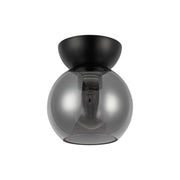 Kuzco Arcadia 6in 1-Light Semi Flush Mount | Industrial Black Steel and Smoked Glass | Entryway & Hallway Accent | 7 in H | Model SF59706-BK-SM
