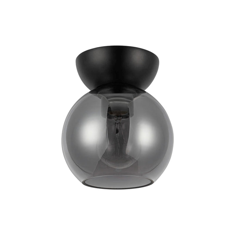 Kuzco Arcadia 6in 1-Light Semi Flush Mount | Industrial Black Steel and Smoked Glass | Entryway & Hallway Accent | 7 in H | Model SF59706-BK-SM