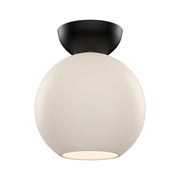 Kuzco Arcadia 8in 1-Light Semi-Flush Mount | Modern Black Steel and Opal Glass | Hallway & Bedroom | 7.9 x 9 in | Model SF59708-BK-OP