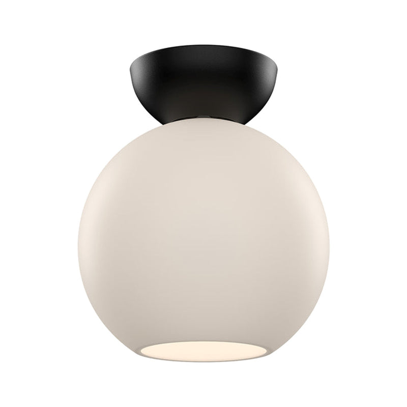 Kuzco Arcadia 8in 1-Light Semi-Flush Mount | Modern Black Steel and Opal Glass | Hallway & Bedroom | 7.9 x 9 in | Model SF59708-BK-OP