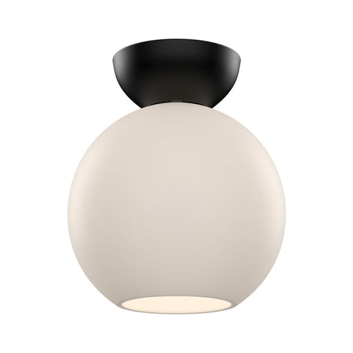 Kuzco Arcadia 8in 1-Light Semi-Flush Mount | Modern Black Steel and Opal Glass | Hallway & Bedroom | 7.9 x 9 in | Model SF59708-BK-OP