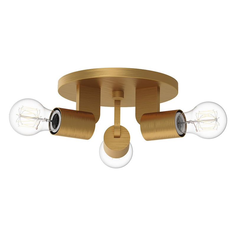 Kuzco Claire 10in 3-Light Semi Flush Mount | Art Deco Aged Gold Steel | Entryway & Hallway | 4 x 10 in | Model SF607003AG