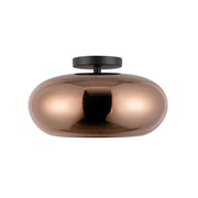 Kuzco Trinity 14in LED Semi Flush Mount | Modern Black and Copper Glass | Entryway & Hallway | 1840lm 3000K 90CRI Dimmable | Model SF62014-BK-CP
