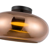 Kuzco Trinity 14in LED Semi Flush Mount | Modern Black and Copper Glass | Entryway & Hallway | 1840lm 3000K 90CRI Dimmable | Model SF62014-BK-CP