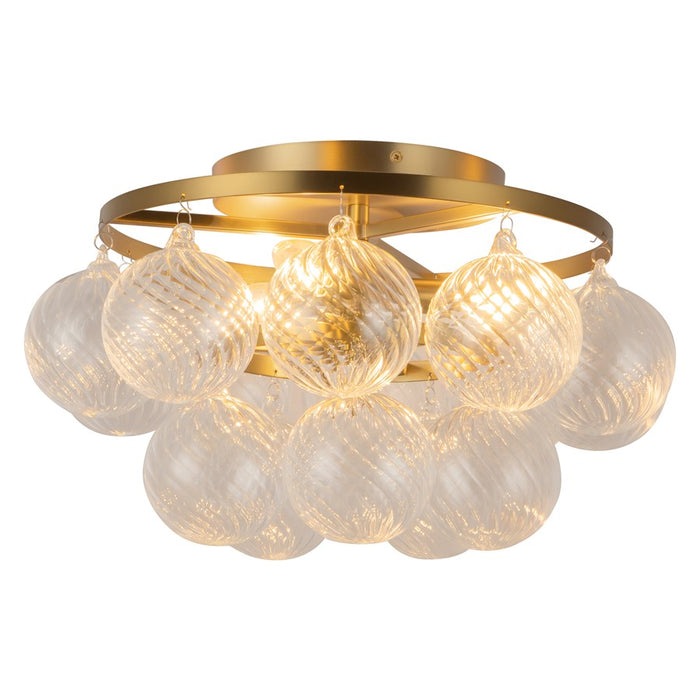 Kuzco Faye 18" Gold Semi-Flush Mount, Brushed Gold/Clear Ribbed Glass