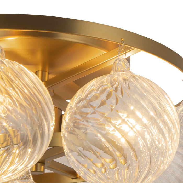 Kuzco Faye 18" Gold Semi-Flush Mount, Brushed Gold/Clear Ribbed Glass