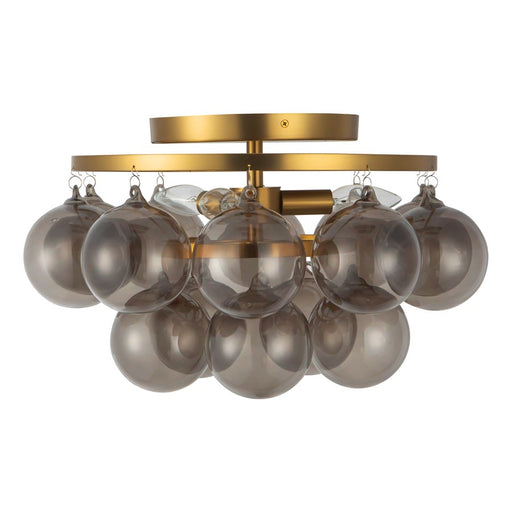 Kuzco Faye 18" Gold Semi-Flush Mount, Brushed Gold/Smoked Glass